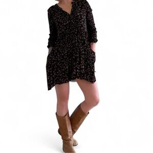 Vintage American Eagle Outfitters Black Floral Mini Dress